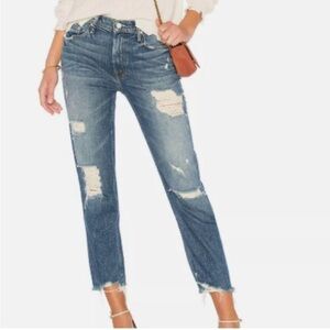 MOTHER The Sinner Ice Cream, You Scream Distressed Mid-Rise Denim Jeans Size 25